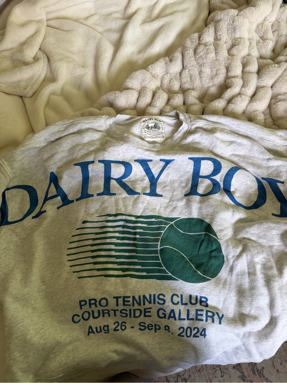 Dairy Boy Pro Tennis Club Graphic Crewneck Sweatshirt - White - Picture 3 of 3
